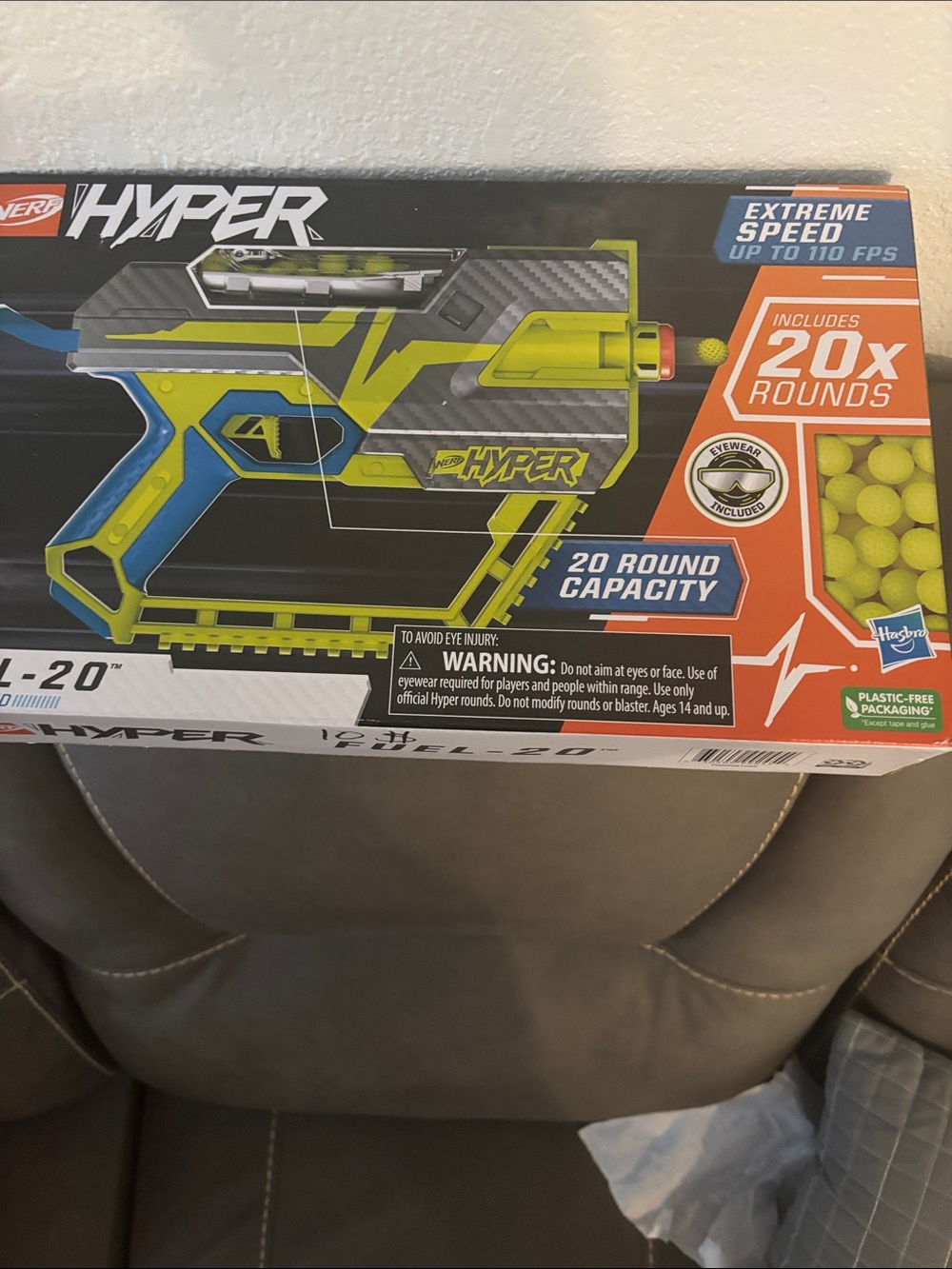 Nerf Hyper Foam Blaster in Yellow and Blue with 20 Rounds